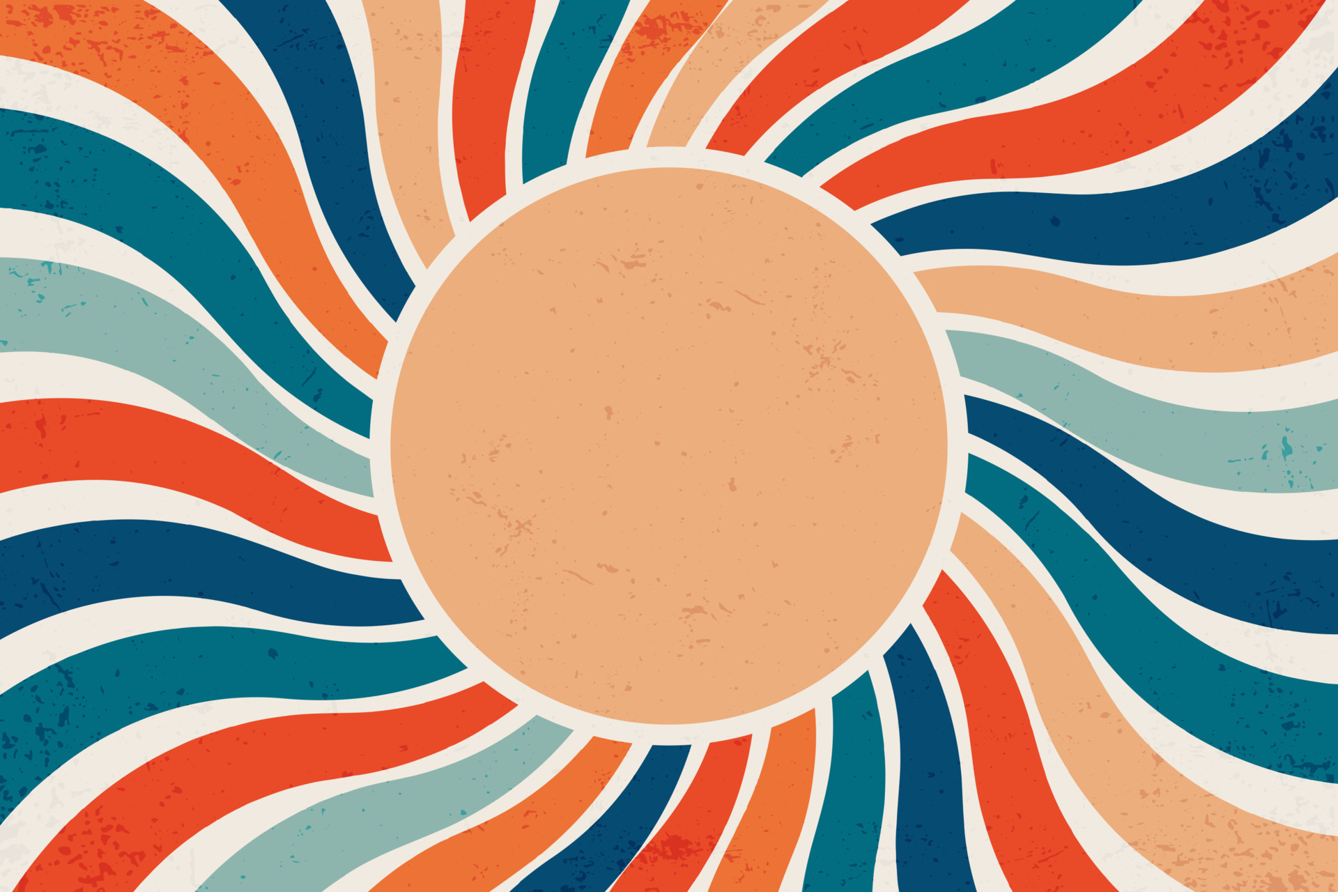 Retro sun burst vintage background. Swirl wallpaper with grunge. Spiral