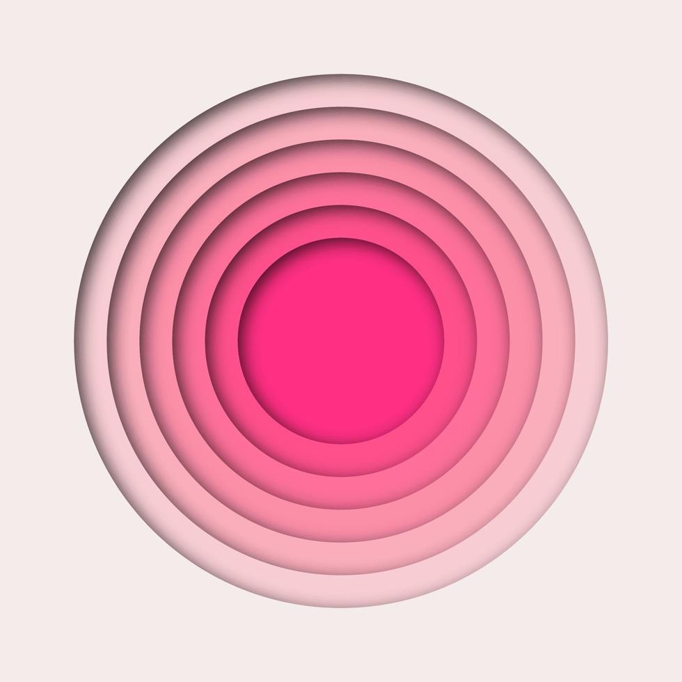 3d rosado ondulado capas papel cortar circulo vector diseño