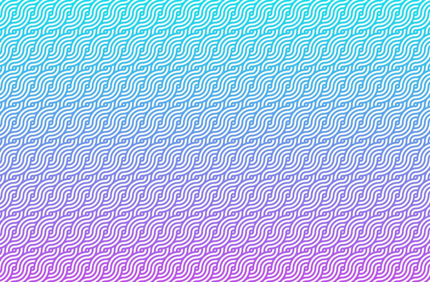 Gradient overlapping japanese wave pattern vector template. Stylish seigha wavy lines weaving texture for textile print.