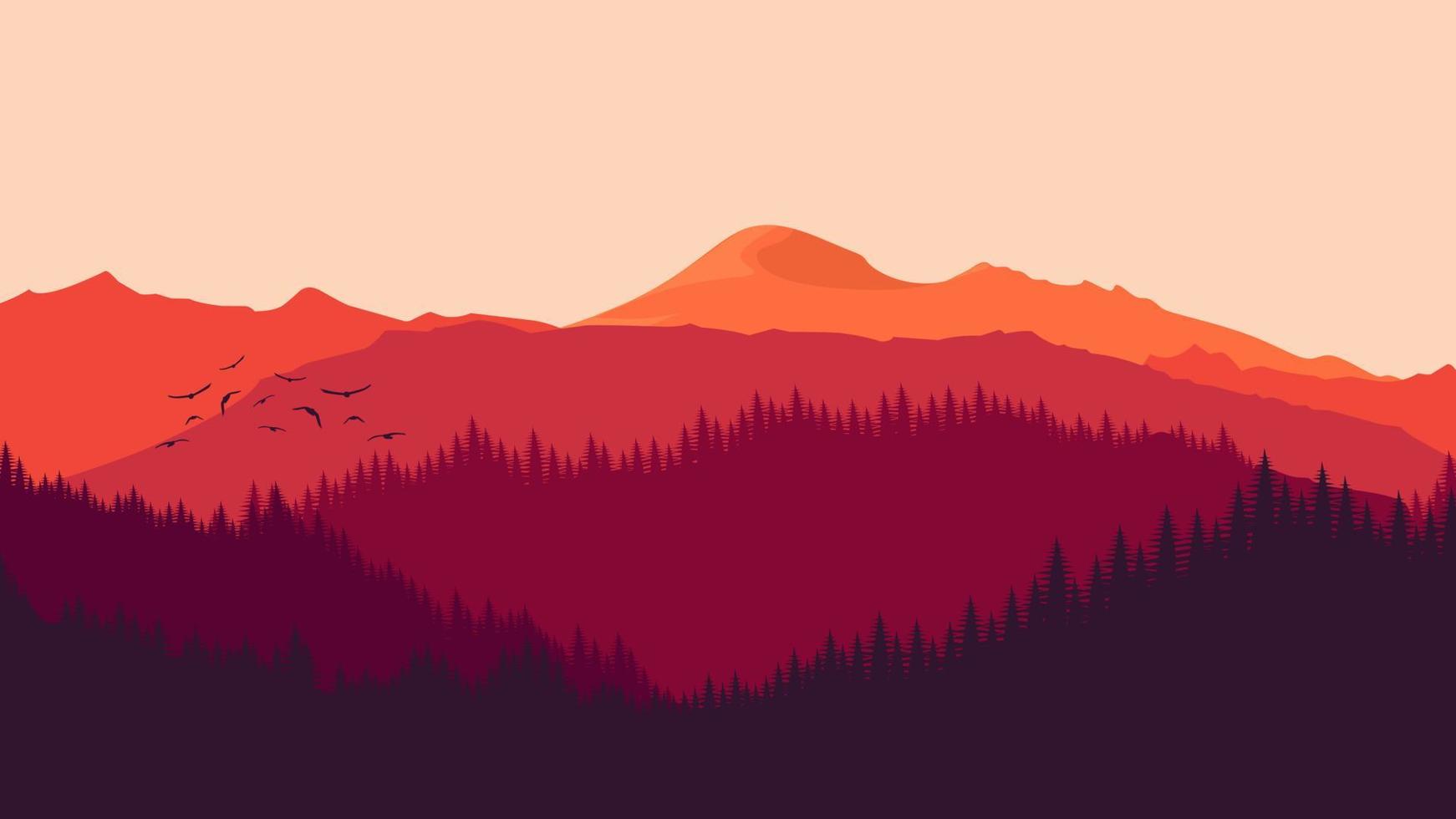 Orange mountains landscape background vector