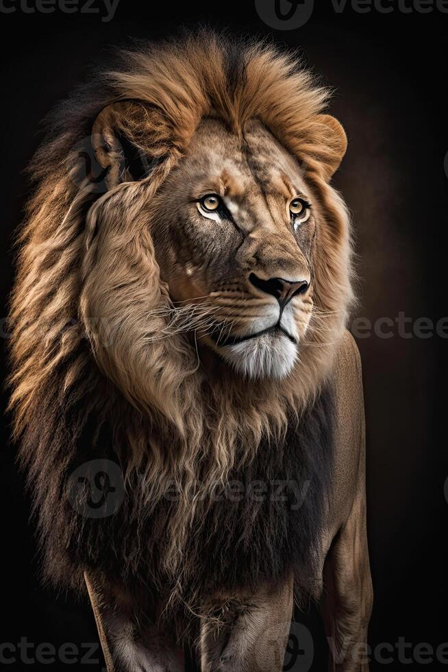 Lion on dark background. illustration photo