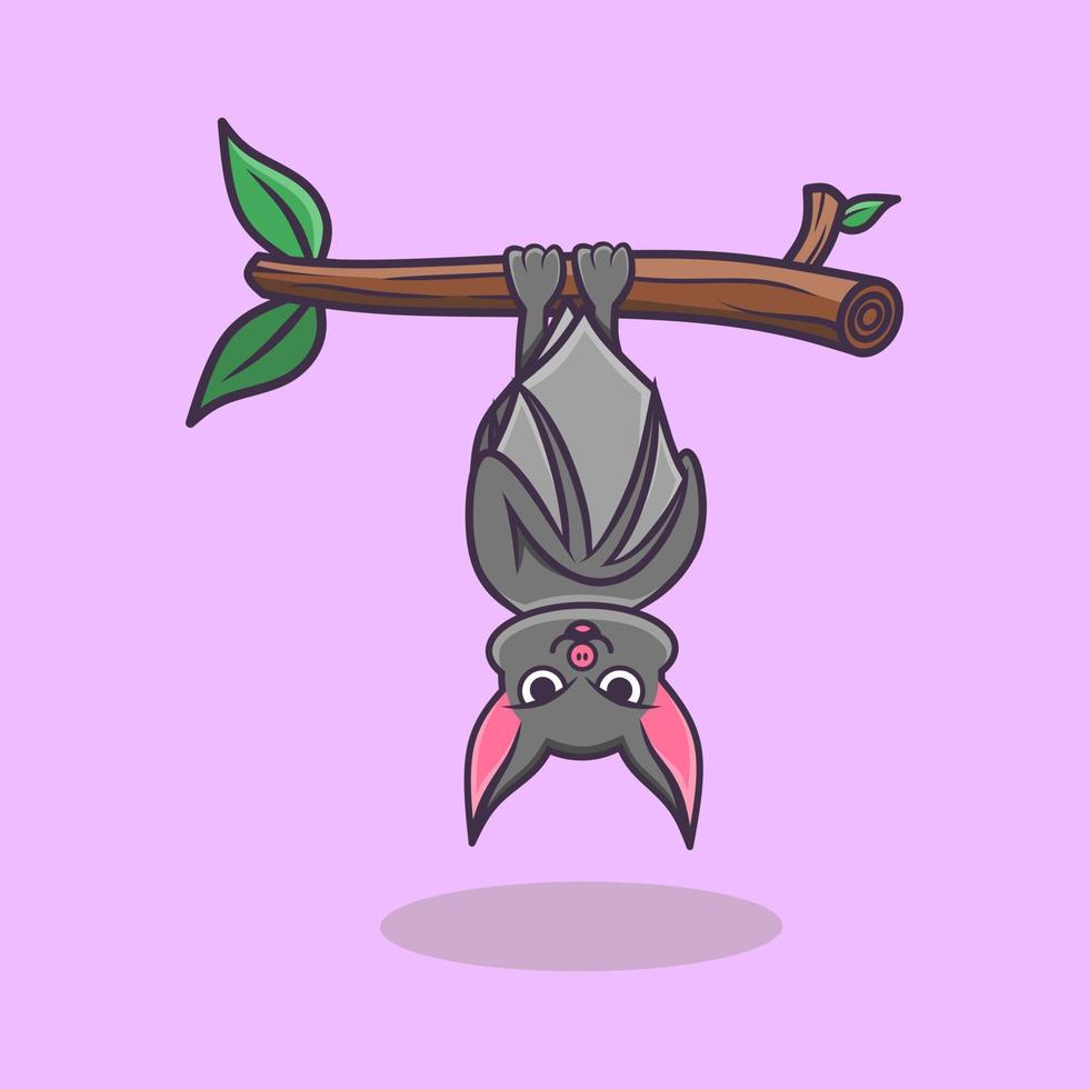 Cute bat doodle illustration, bat cartoon outline vector