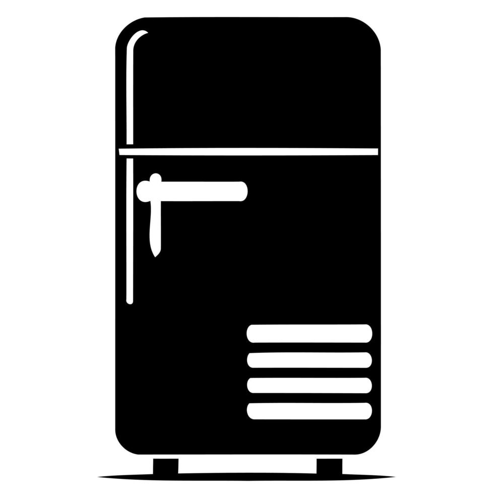 black and white refrigerator icon or logo vector