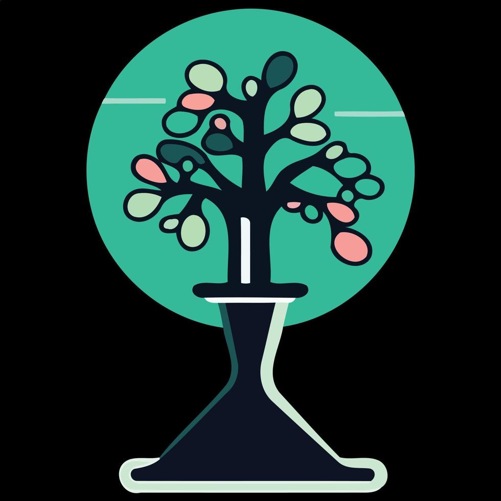 life sciences logo erlenmeyer flask with tree growing vector