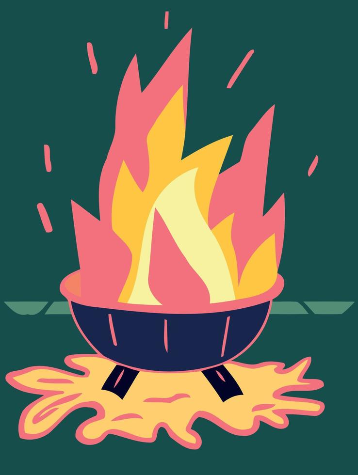 bonfire with firewood and flames vector