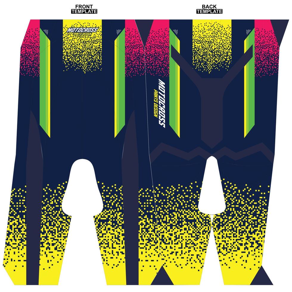 Print-ready sublimation motocross pants design vector