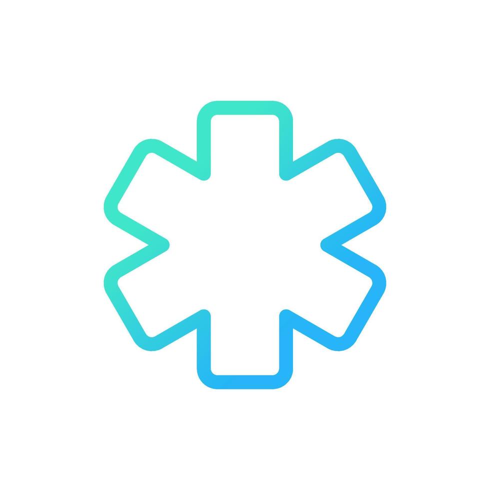 Star of life pixel perfect gradient linear ui icon. Ambulance symbol. Emblem of medical services. Line color user interface symbol. Modern style pictogram. Vector isolated outline illustration
