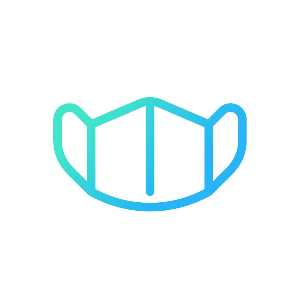 Medical face mask pixel perfect gradient linear ui icon. Protective equipment. Disease prevention. Line color user interface symbol. Modern style pictogram. Vector isolated outline illustration