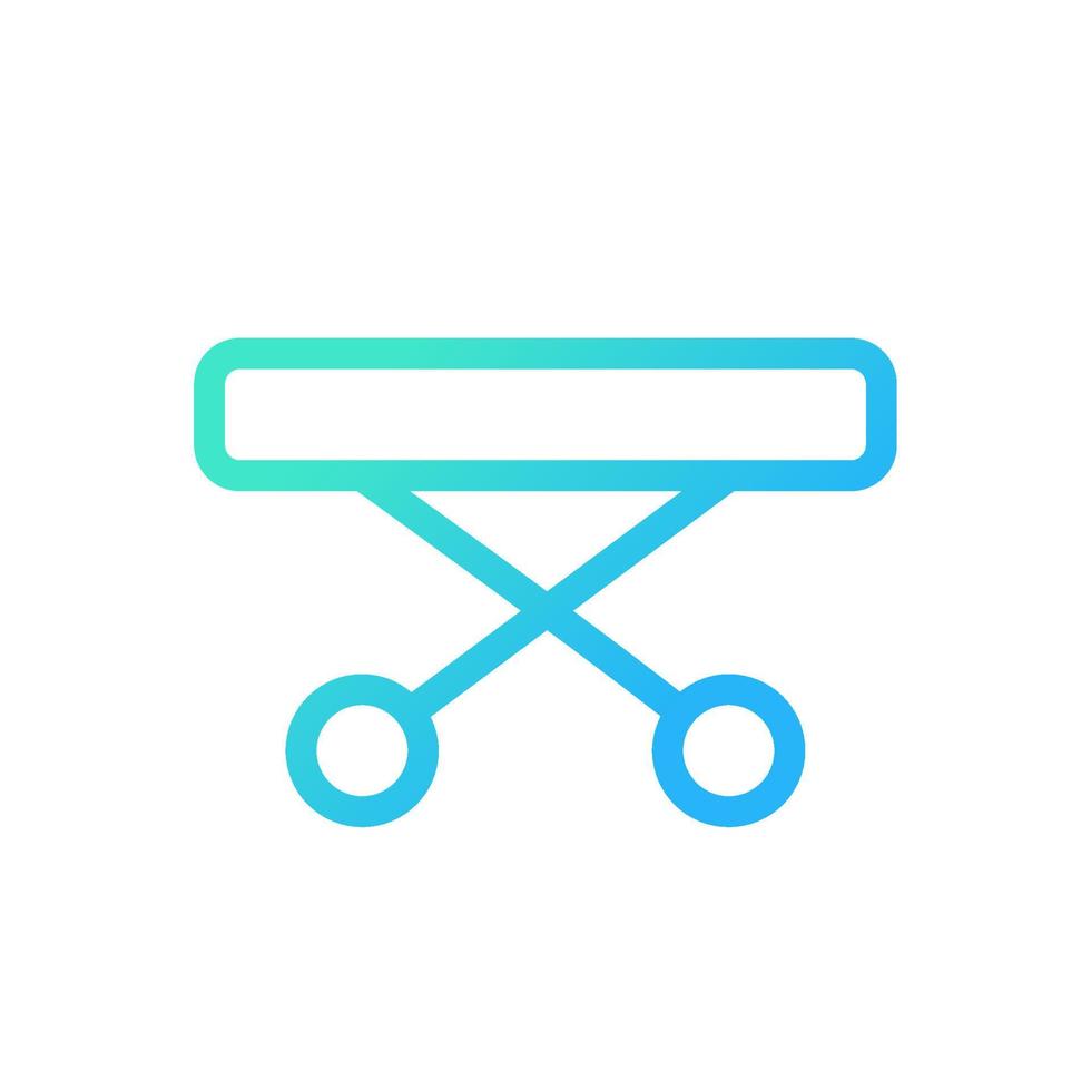 Medical gurney pixel perfect gradient linear ui icon. Ambulance equipment. Patient transportation. Line color user interface symbol. Modern style pictogram. Vector isolated outline illustration
