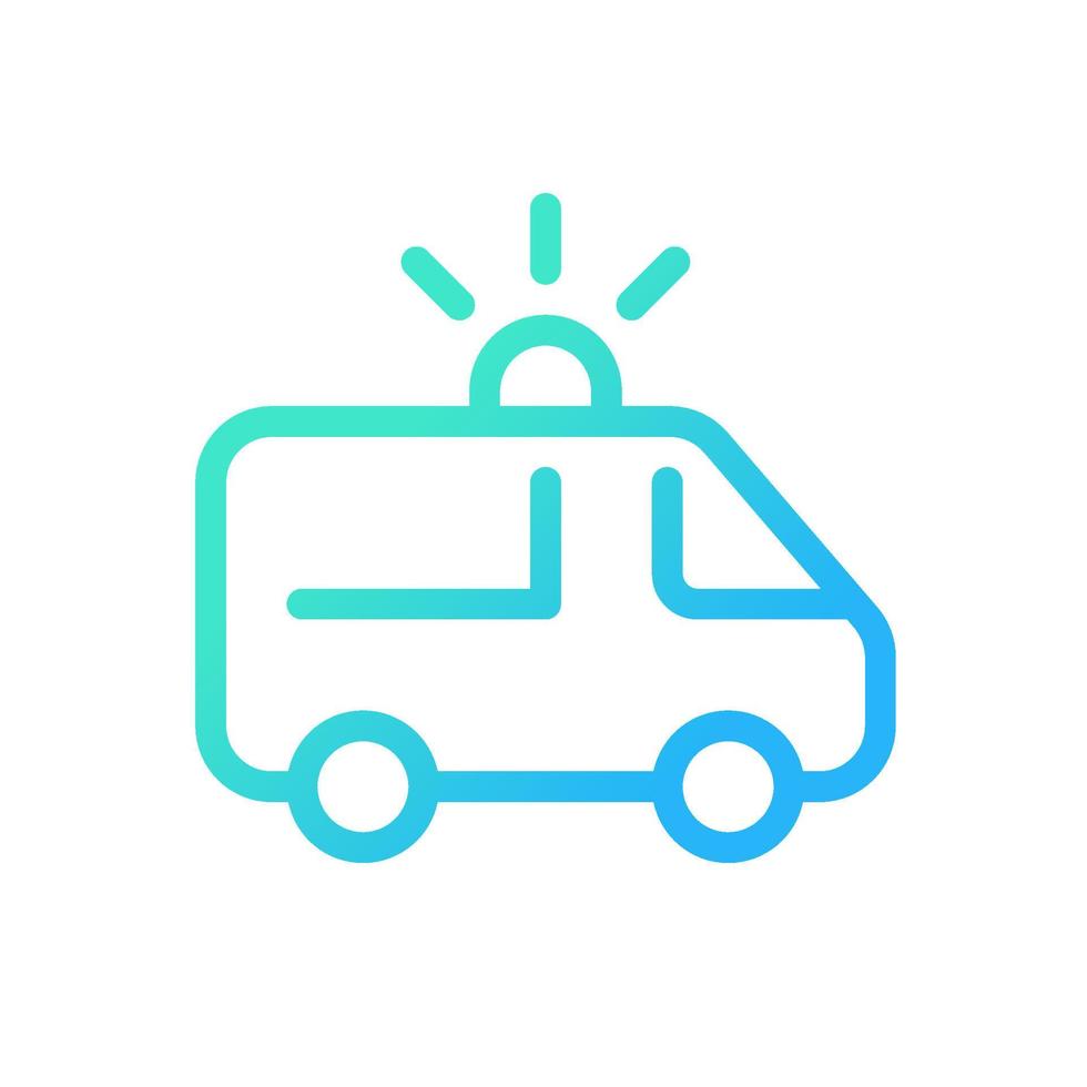 Ambulance pixel perfect gradient linear ui icon. Urgent medical help. First aid. EMS vehicle. Line color user interface symbol. Modern style pictogram. Vector isolated outline illustration