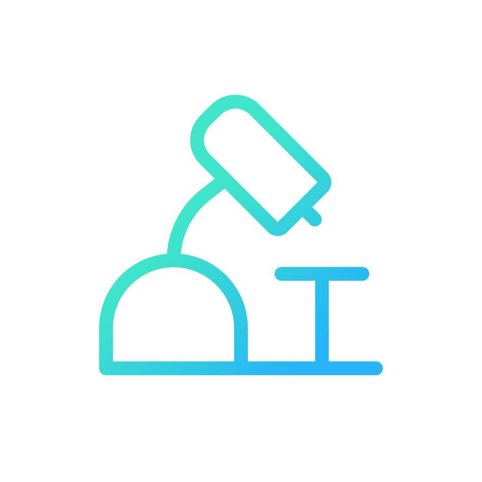 Microscope pixel perfect gradient linear ui icon. Laboratory equipment. Scientific analysis. Line color user interface symbol. Modern style pictogram. Vector isolated outline illustration