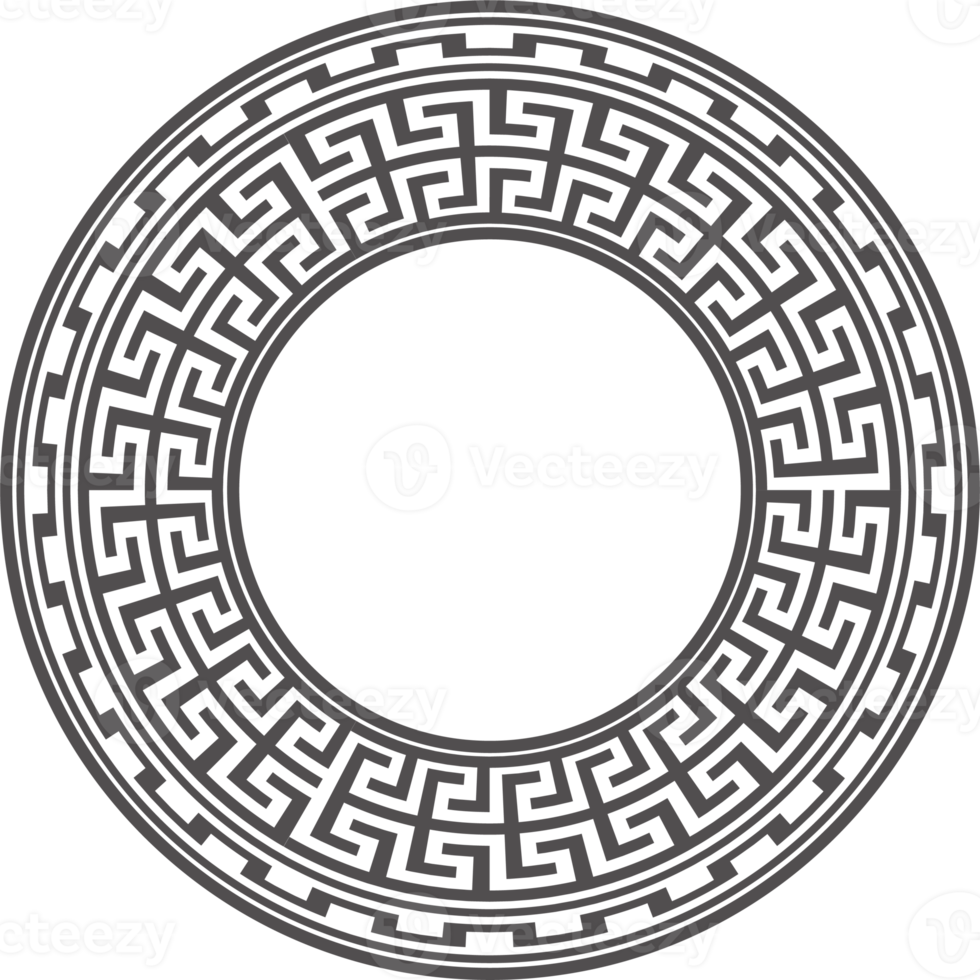 grec rond frontière. cercle méandre Cadre avec ancien ornement. romain méditerranéen modèle décor png