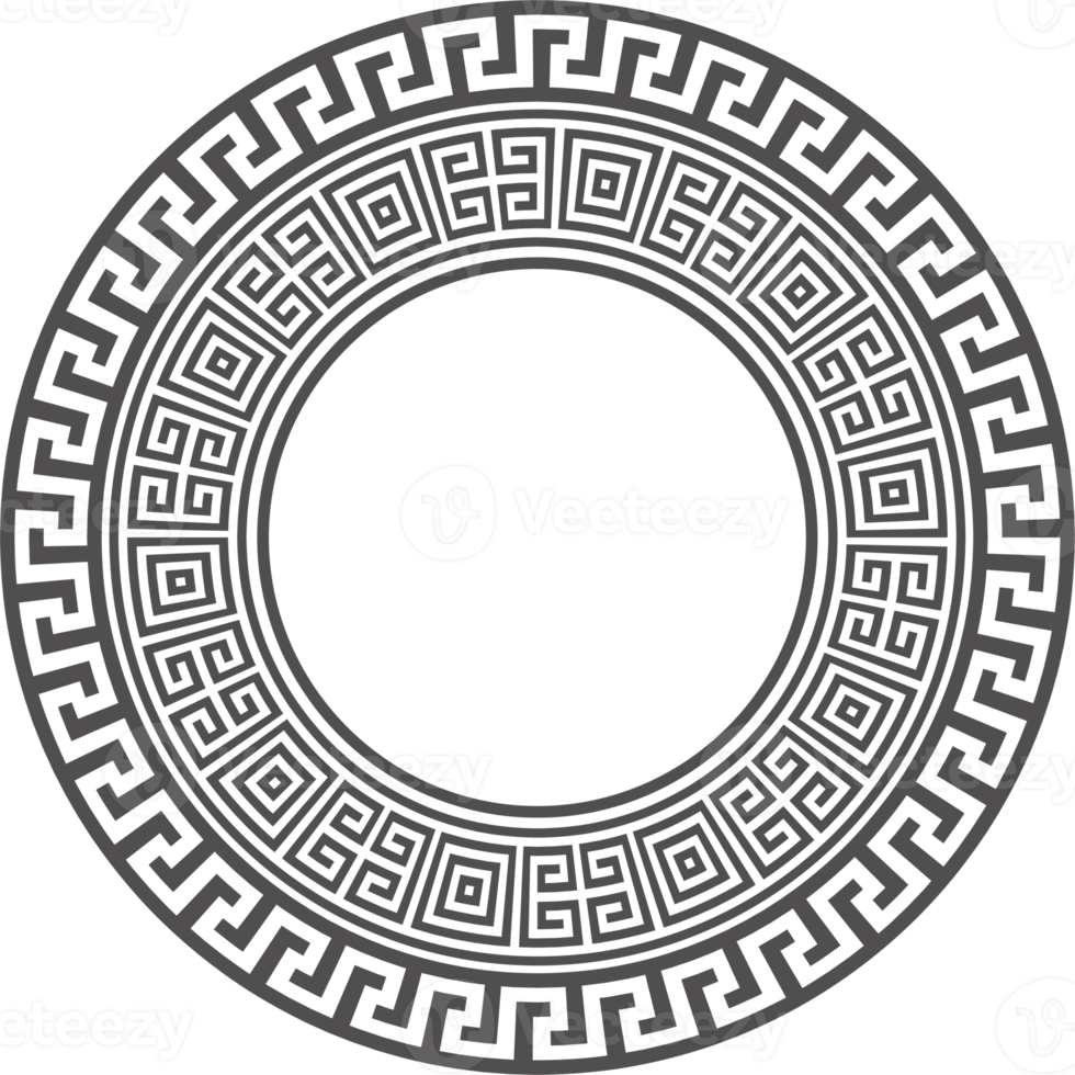 Grieks ronde grens. cirkel meander kader met oude ornament. Romeins middellandse Zee patroon decor png