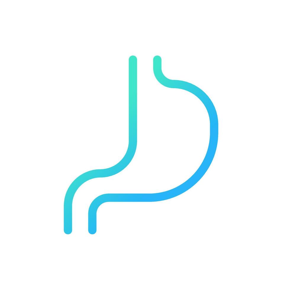 Stomach pixel perfect gradient linear ui icon. Digestive system checkup. Gastrointestinal tract. Line color user interface symbol. Modern style pictogram. Vector isolated outline illustration