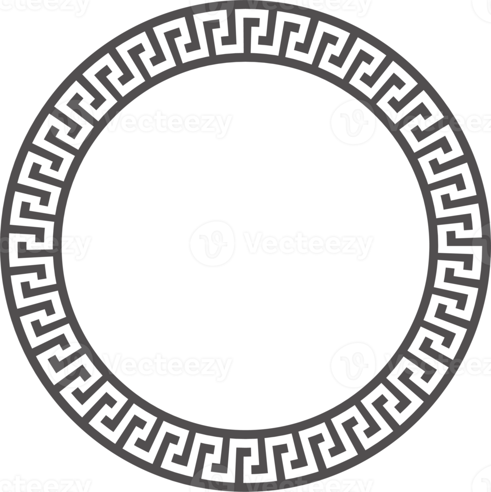 Greek round border. Circle meander frame with ancient ornament. Roman Mediterranean pattern decor png