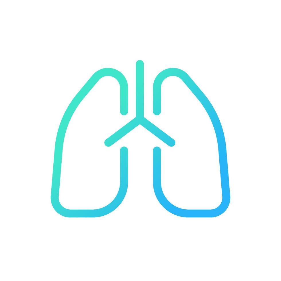 Lungs pixel perfect gradient linear ui icon. Checkup of respiratory system. Pneumonia treatment. Line color user interface symbol. Modern style pictogram. Vector isolated outline illustration