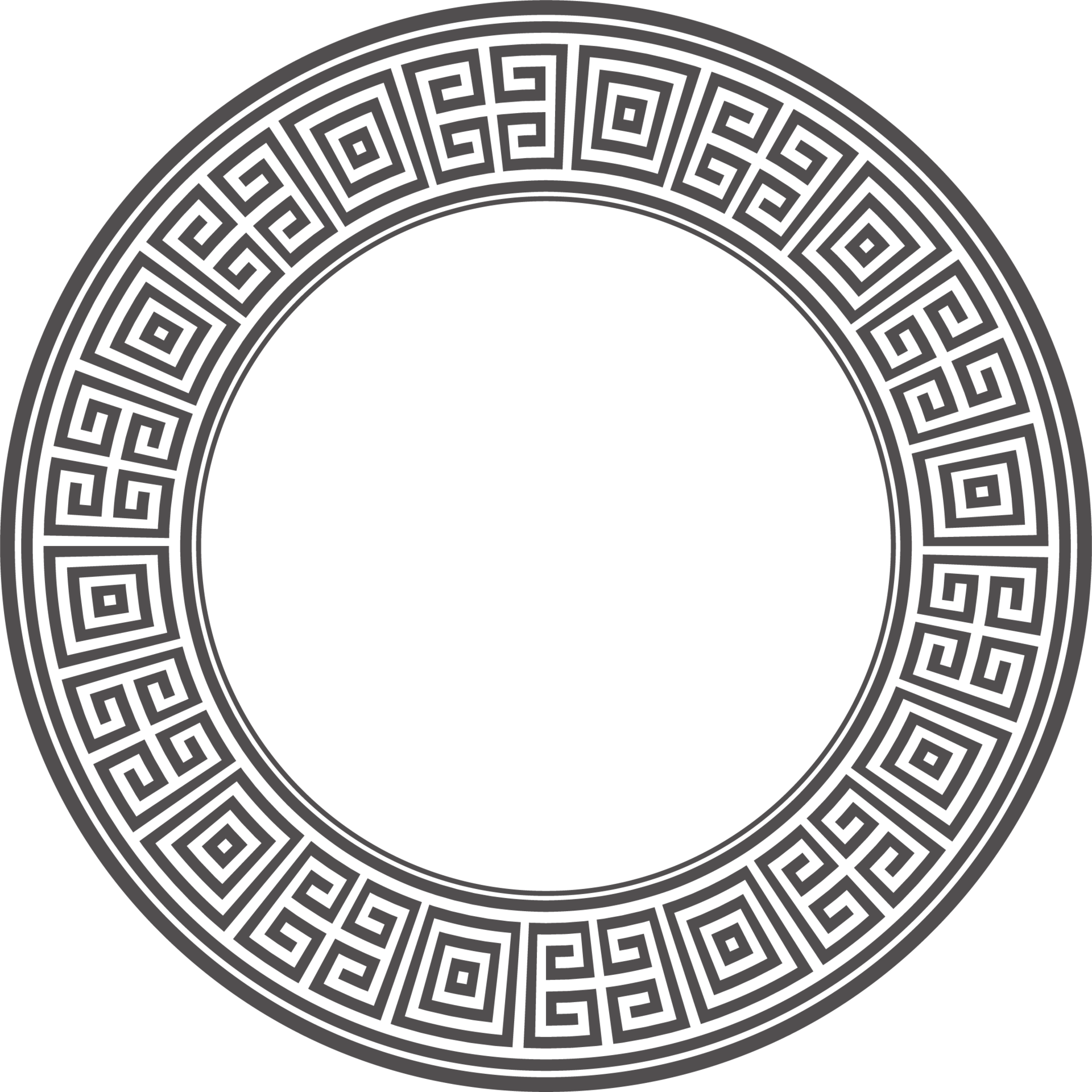 Greek Round Border Circle Meander Frame With Ancient Ornament Roman 