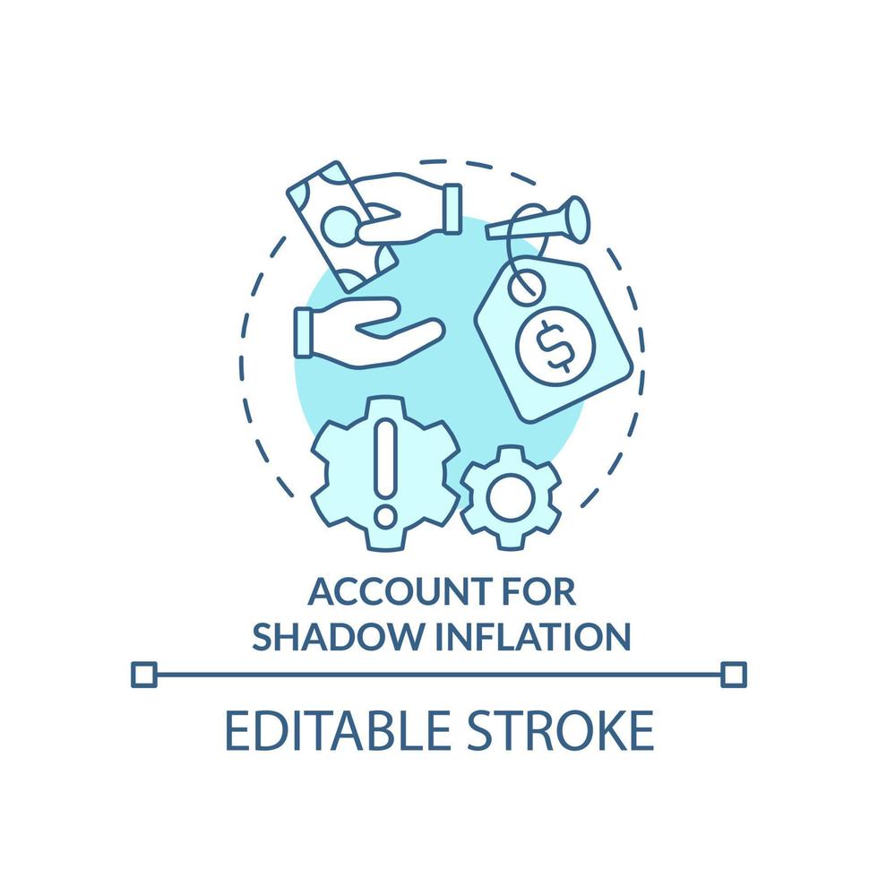 Account for shadow inflation turquoise concept icon. Consumers deal with inflation abstract idea thin line illustration. Isolated outline drawing. Editable stroke vector