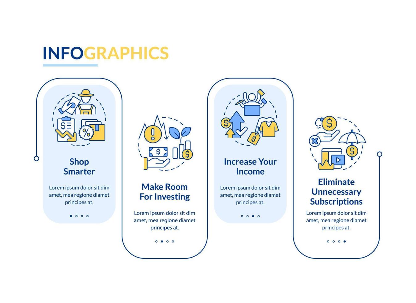 Budget planning for inflation blue rectangle infographic template. Data visualization with 4 steps. Editable timeline info chart. Workflow layout with line icons vector