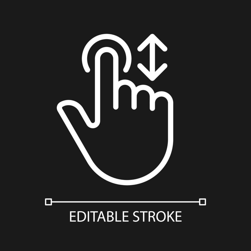 Scrolling vertically pixel perfect white linear icon for dark theme. Move down and up. Screen navigation. Thin line illustration. Isolated symbol for night mode. Editable stroke vector