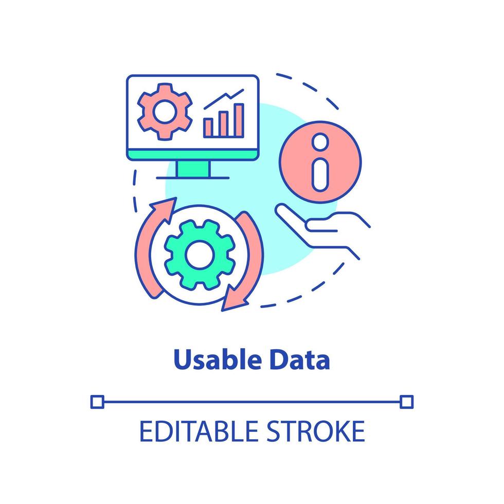 Usable data concept icon. Verified information. Advantage of case study abstract idea thin line illustration. Isolated outline drawing. Editable stroke vector