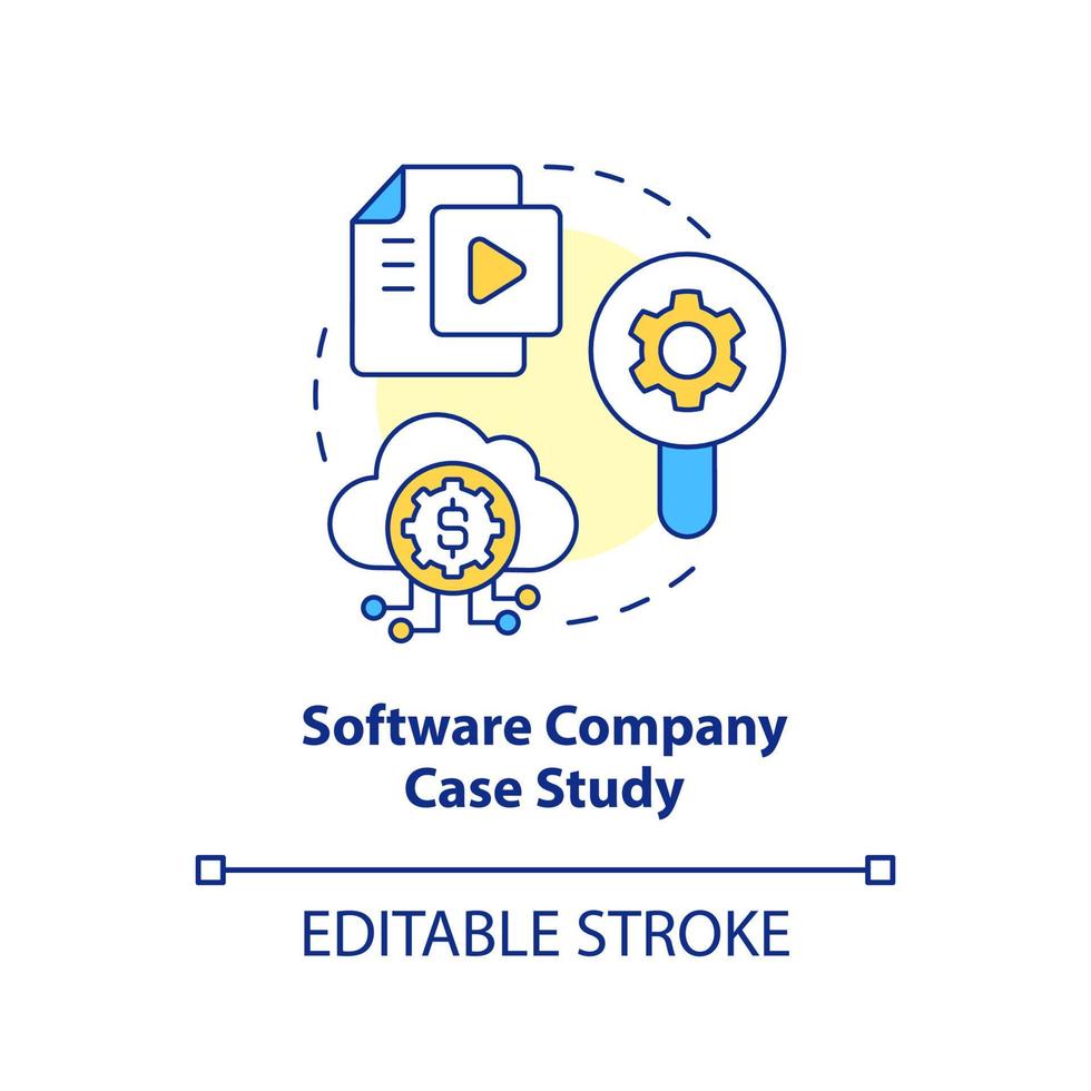 Software company case study concept icon. IT industry solutions. Coding process abstract idea thin line illustration. Isolated outline drawing. Editable stroke vector