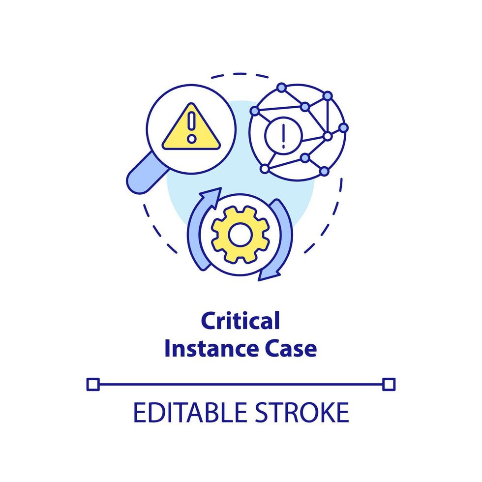Critical instance case concept icon. Main thesis analytics. Type of events study abstract idea thin line illustration. Isolated outline drawing. Editable stroke vector
