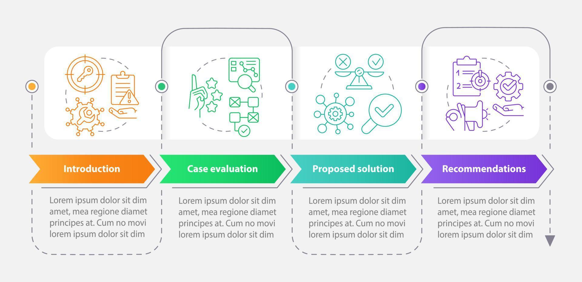 Drafting of case rectangle infographic template. Studying plan. Data visualization with 4 steps. Editable timeline info chart. Workflow layout with line icons vector