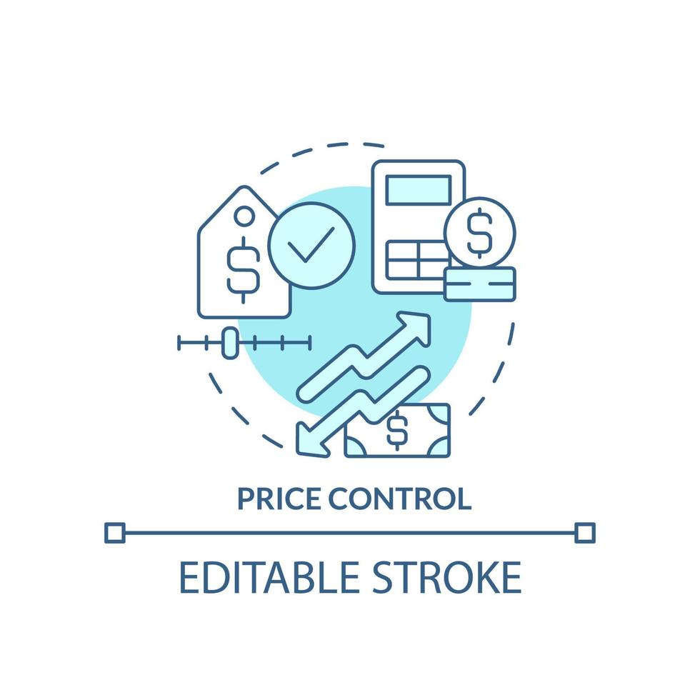 Price control turquoise concept icon. Wages regulation. Government and inflation abstract idea thin line illustration. Isolated outline drawing. Editable stroke vector