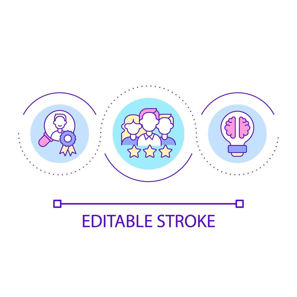 Team and personal achievements loop concept icon. Employees evaluation. Corporate ranking abstract idea thin line illustration. Isolated outline drawing. Editable stroke vector