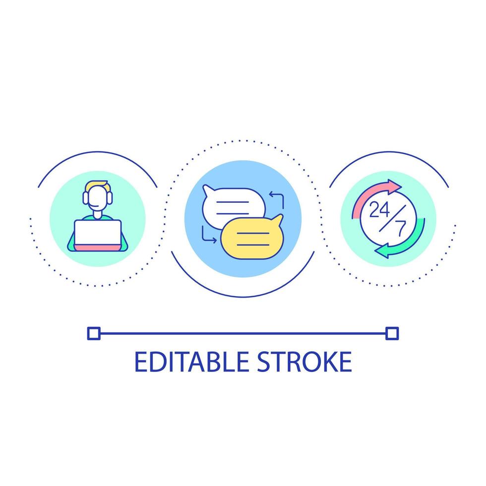 Continuous technical support loop concept icon. Communication with customers. Online consultation abstract idea thin line illustration. Isolated outline drawing. Editable stroke vector
