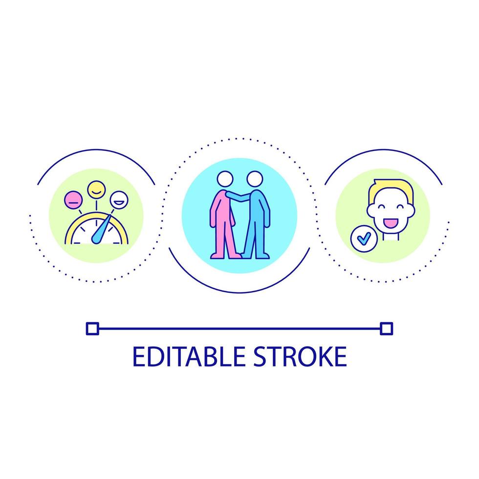 Emotional support loop concept icon. Mental health improvement. Friendly communication abstract idea thin line illustration. Isolated outline drawing. Editable stroke vector