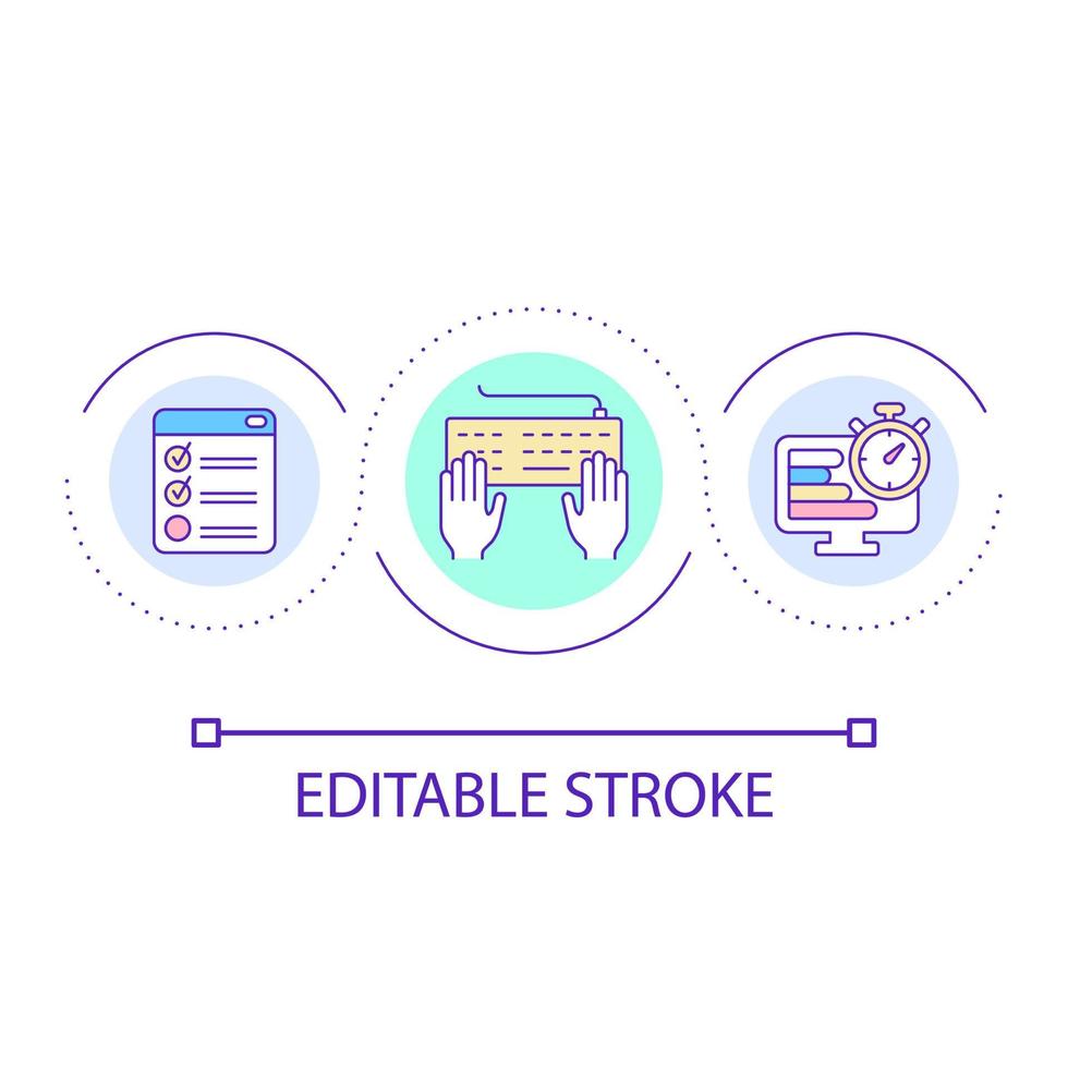 Time management at work loop concept icon. Tasks scheduling in remote workplace. Workflow abstract idea thin line illustration. Isolated outline drawing. Editable stroke vector