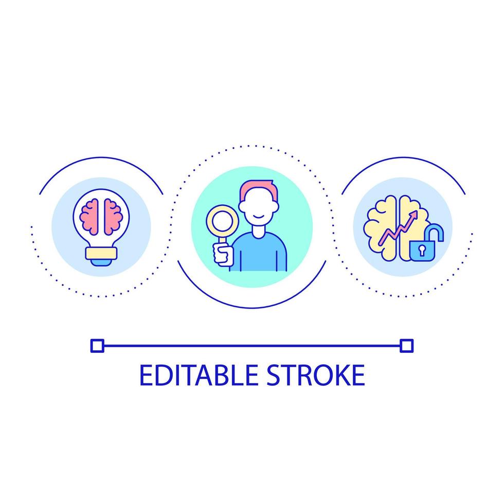 Intellectual development loop concept icon. Alternative solutions for development. Brainstorming abstract idea thin line illustration. Isolated outline drawing. Editable stroke vector