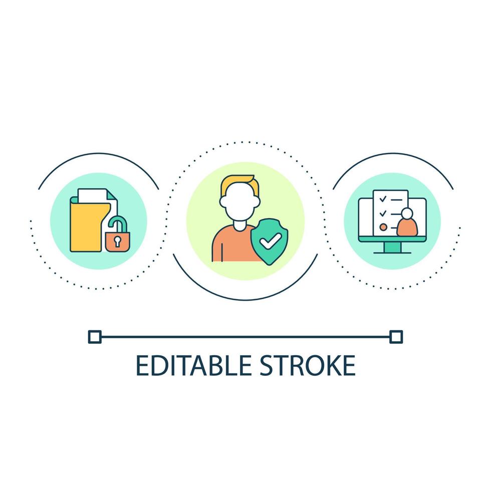 Personal data security loop concept icon. Sensitive information protection. Internet technology abstract idea thin line illustration. Isolated outline drawing. Editable stroke vector