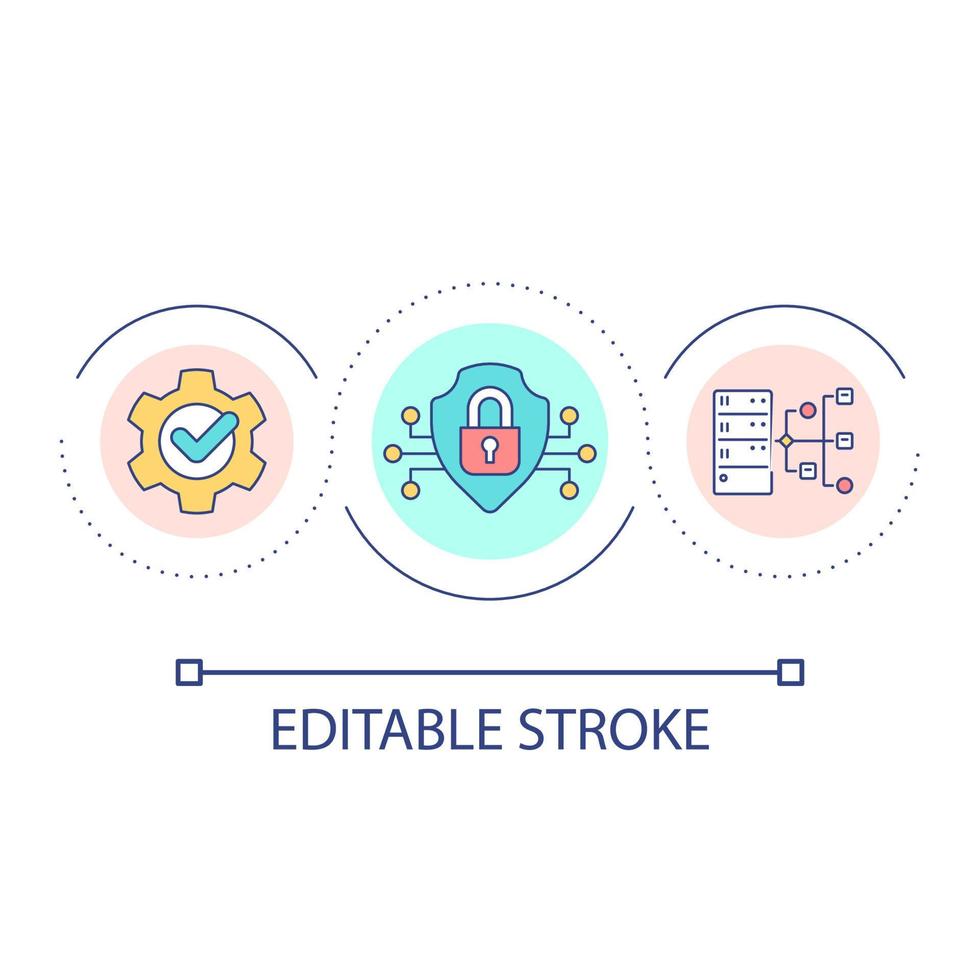 Database online security loop concept icon. Server for information storage. Cyberspace safety abstract idea thin line illustration. Isolated outline drawing. Editable stroke vector