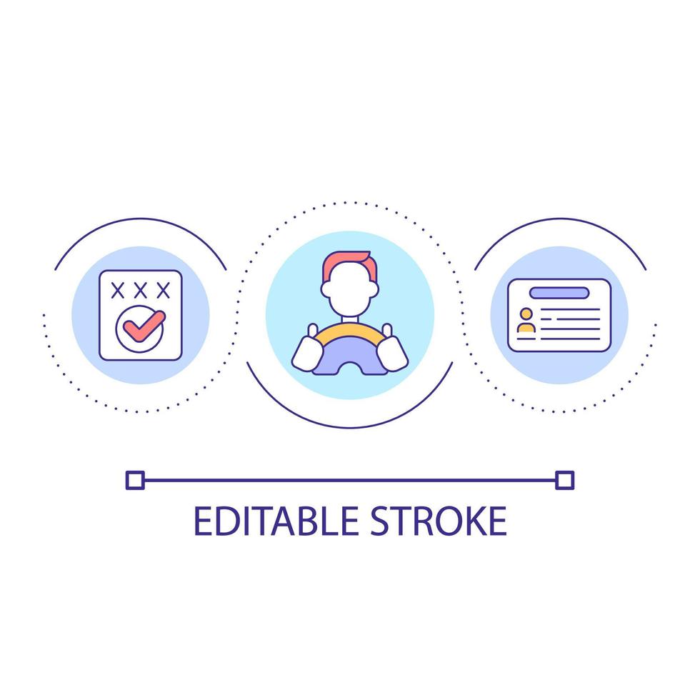Driving license loop concept icon. Permission to drive car. Personal identification document abstract idea thin line illustration. Isolated outline drawing. Editable stroke vector