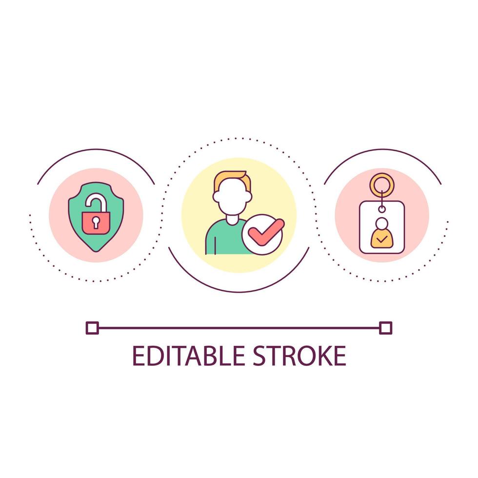 Digital key to sensitive data loop concept icon. Modern technology of security. Privacy protection abstract idea thin line illustration. Isolated outline drawing. Editable stroke vector