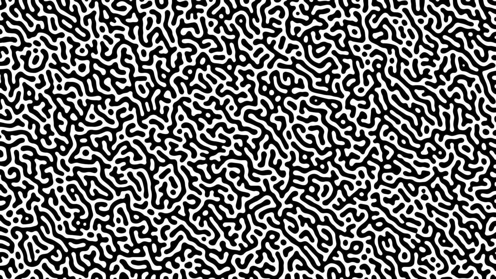 Monochrome Turing reaction background. Abstract diffusion pattern with chaotic shapes. Vector illustration.
