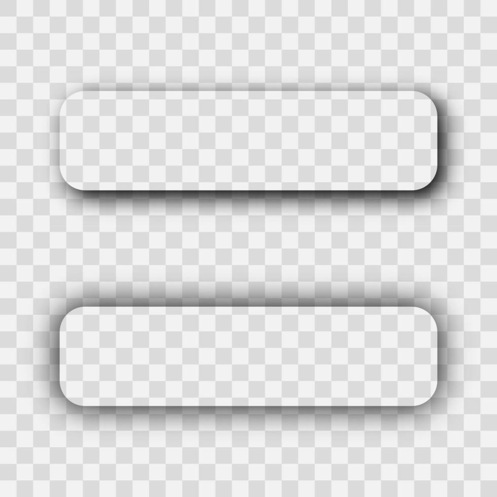 Dark transparent realistic shadow. Set of two rectangles with rounded corners shadows vector