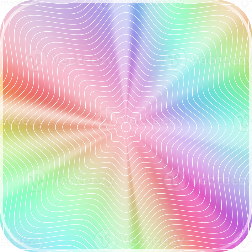 Holographic sticker. Silver label gradient stamp. Metal texture badge. Iridescent rainbow foil in square shape. Neon emblem png