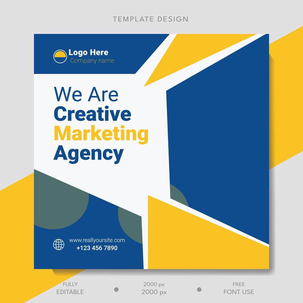 Vector creative marketing agency post and template design