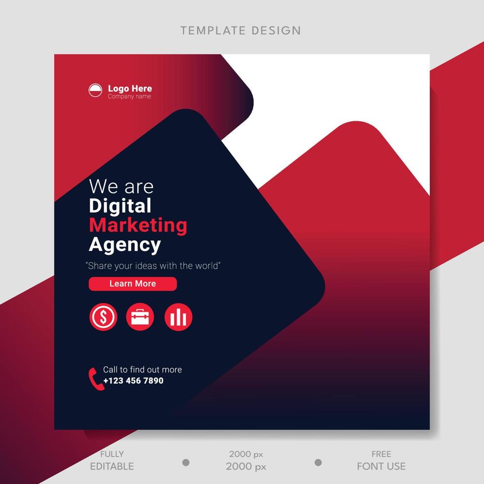 Vector creative marketing agency post and template design