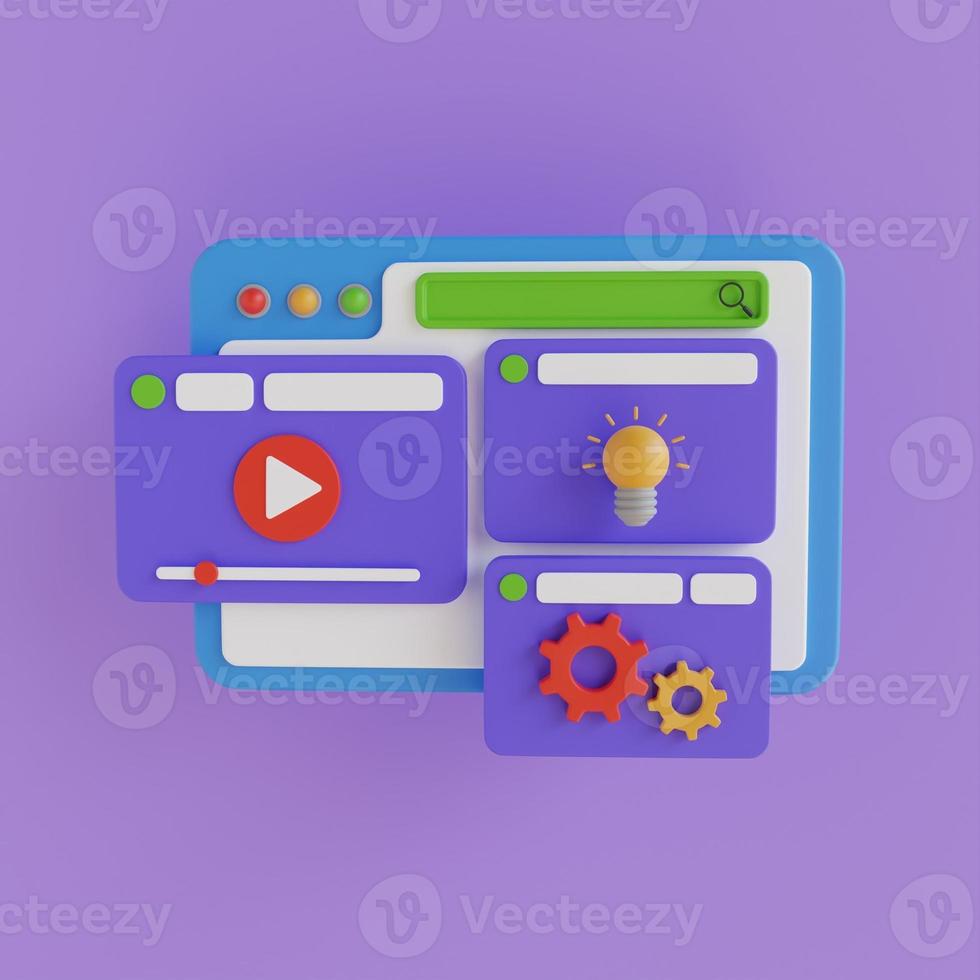Digital Marketing, web analytics and marketing social media concept. 3D illustration. photo