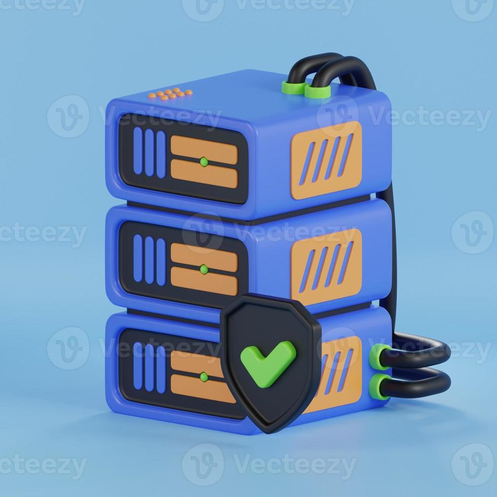 Cyber Security 3D, laptop and cloud data under protection. Cybersecurity, antivirus, encryption, data protection. Software development. photo