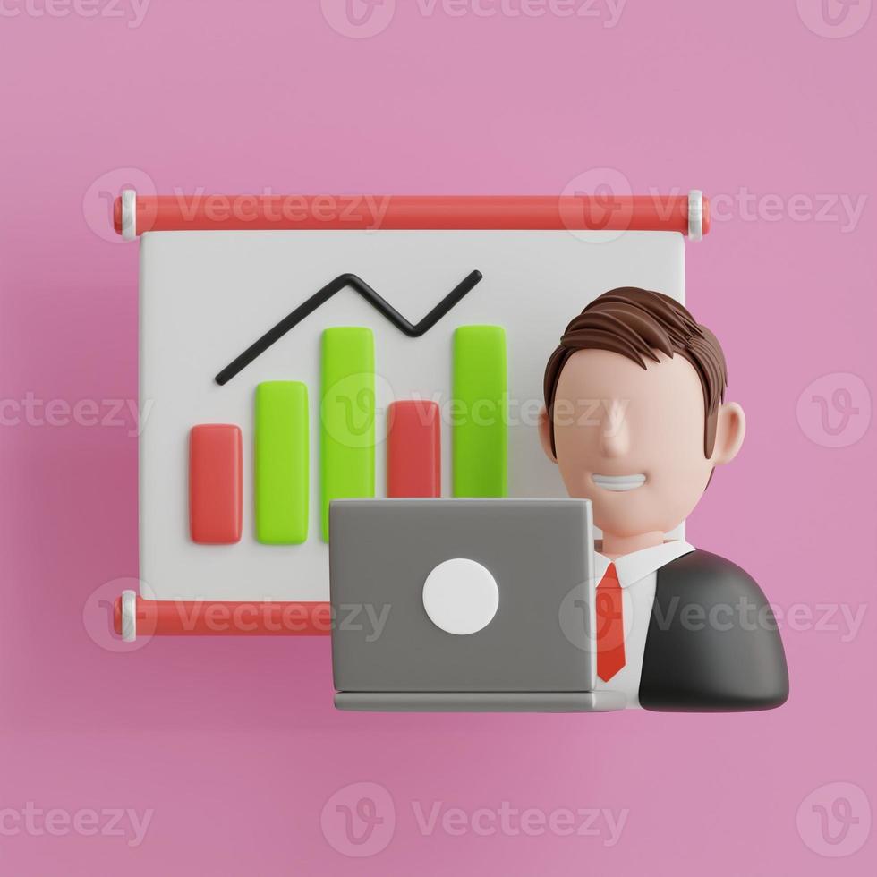 3D business staff, Profit Sharing, Job Interview, Render vector objects. photo