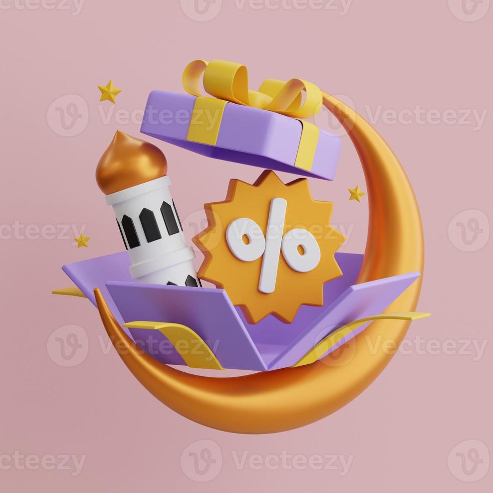 Online shopping 3D Illustration, online shop, online payment and delivery concept with floating elements. photo