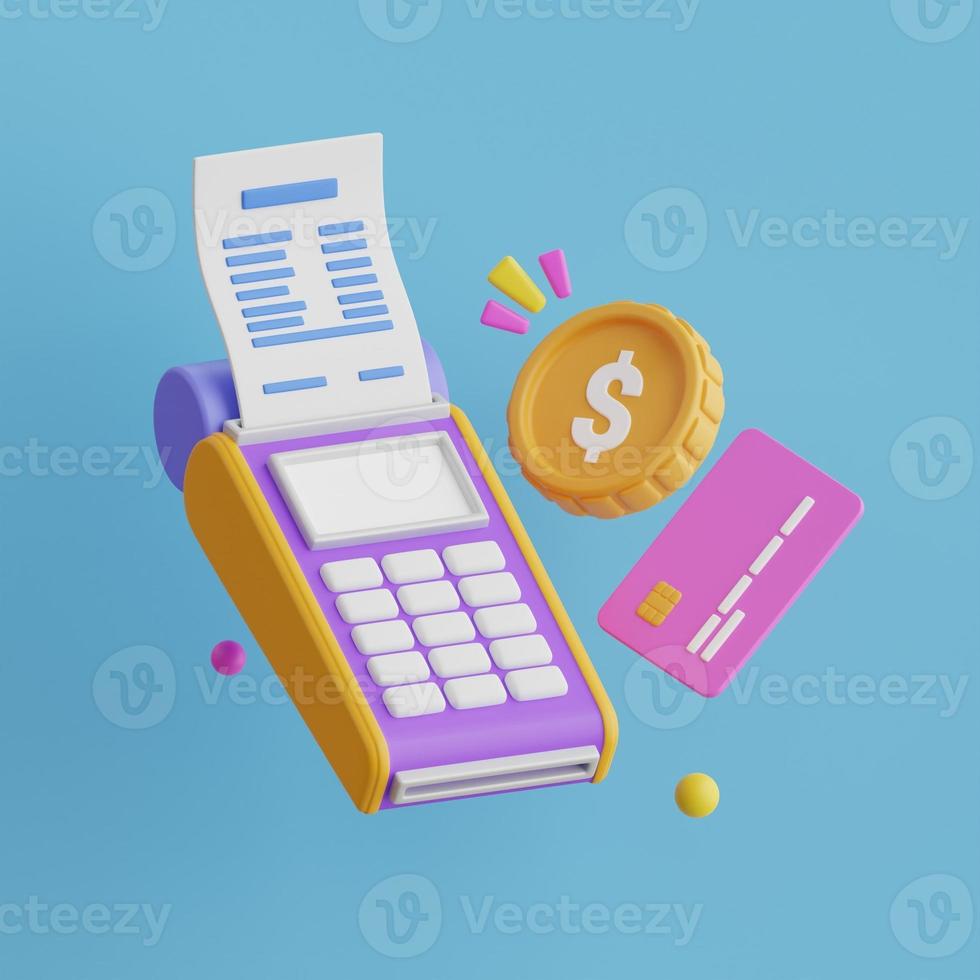 Online shopping 3D Illustration, online shop, online payment and delivery concept with floating elements. photo