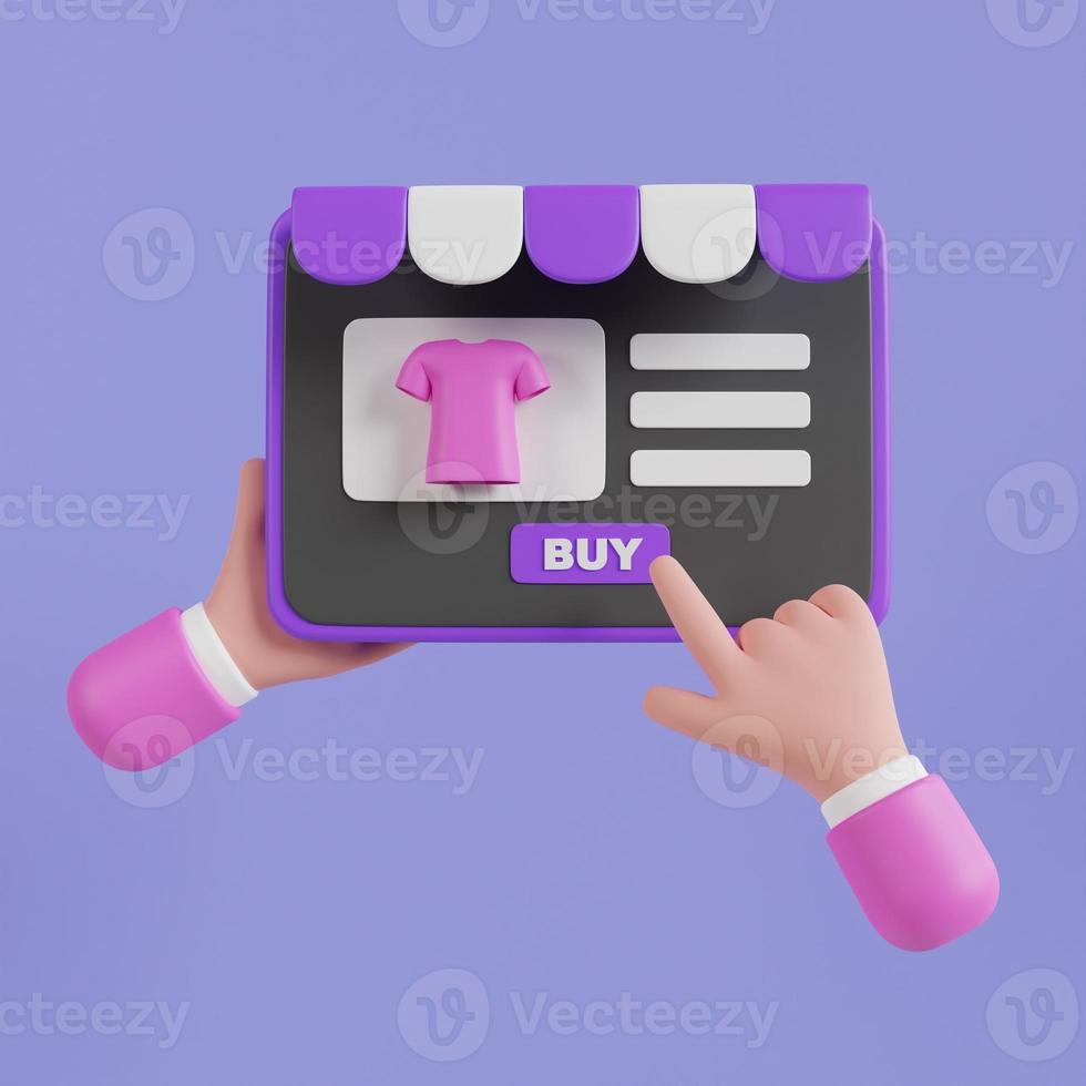 Online shopping 3D Illustration, online shop, online payment and delivery concept with floating elements. photo