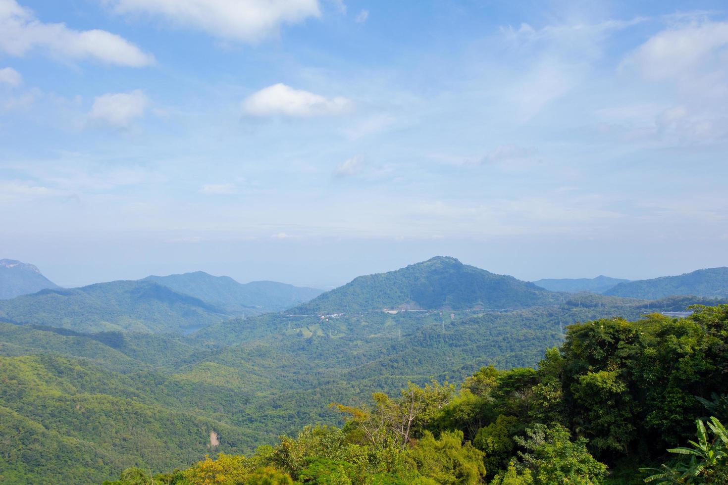 mountains, trees and sky photo